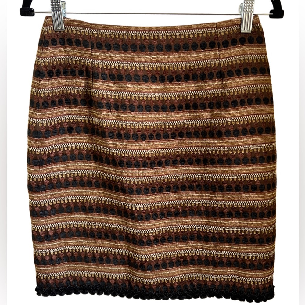 MUSE size 6 Metallic Earth Tone Aztec Boho Skirt Fall Quiet Luxe